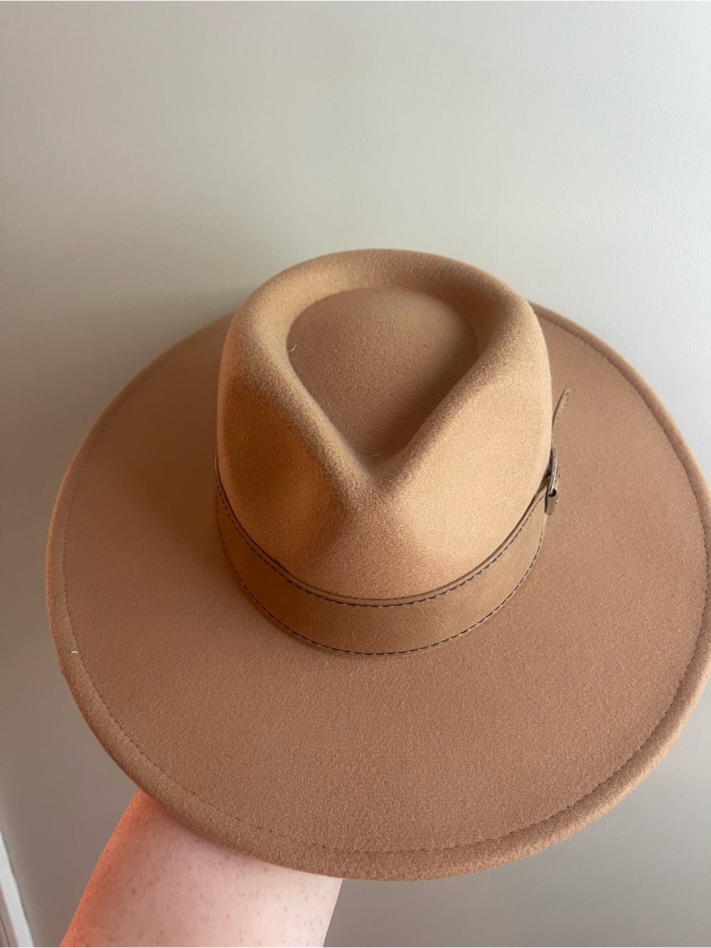 Tan Wide Brim Fedora Hat